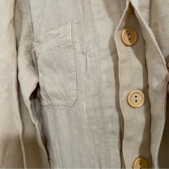 Mate the Label Linen Long Sleeve Jumpsuit Natural Sz Large - Picture 10 of 14